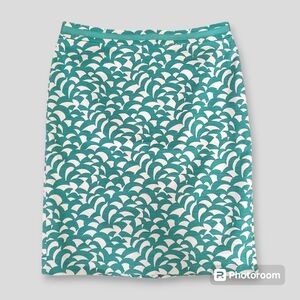 Boden cream and green cotton-blend skirt, size 10